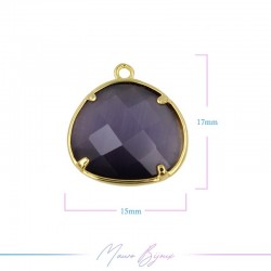 Charms CatsEye Gold Drops 15x17mm Single Hook Purple