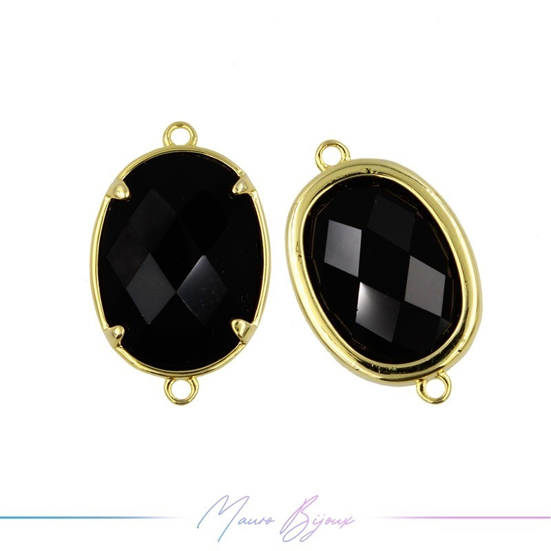 Charms CatsEye Gold Drops 15x24mm Dubble Hook Black