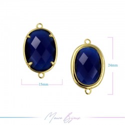 Cindolo Occhio di Gatto Bordo Oro Oval 15x24mm Doppio Anello Blu