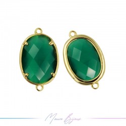 Charms CatsEye Gold Oval 15x24mm Dubble Hook Green