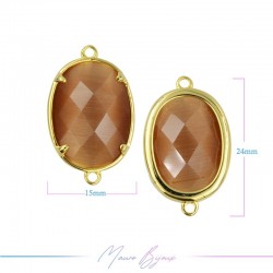 Charms CatsEye Gold Oval 15x24mm Dubble Hook Light Brown