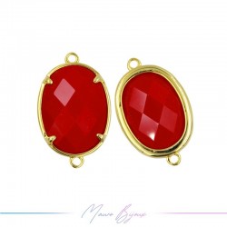 Charms CatsEye Gold Oval 15x24mm Dubble Hook Red