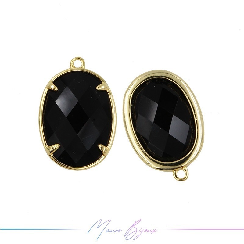 Cindolo Occhio di Gatto Bordo Oro Ovale 15x22mm Singolo Anello Nero
