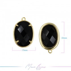 Cindolo Occhio di Gatto Bordo Oro Ovale 15x22mm Singolo Anello Nero