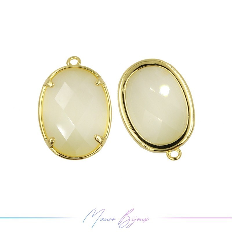 Charms CatsEye Gold Oval 15x22mm Single Hook Antique Beige