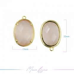 Charms CatsEye Gold Oval 15x22mm Single Hook Powder Pink