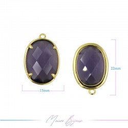 Charms CatsEye Gold Oval 15x22mm Single Hook Purple