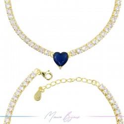 Necklace Silver 925 Gold with Blue Stone