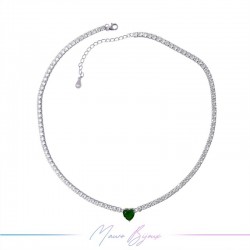 Necklace Silver 925 Silver with Verde Stone