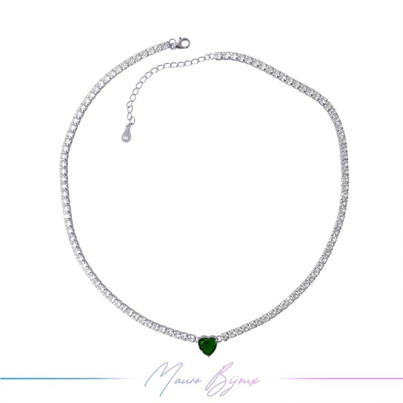 Necklace Silver 925 Silver with Verde Stone
