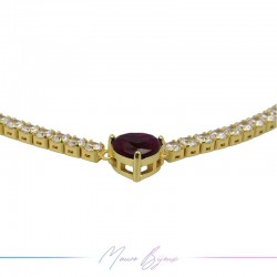 Bracelet Silver 925 Gold with Red Stone