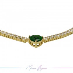 Bracelet Silver 925 Gold with Green Stone