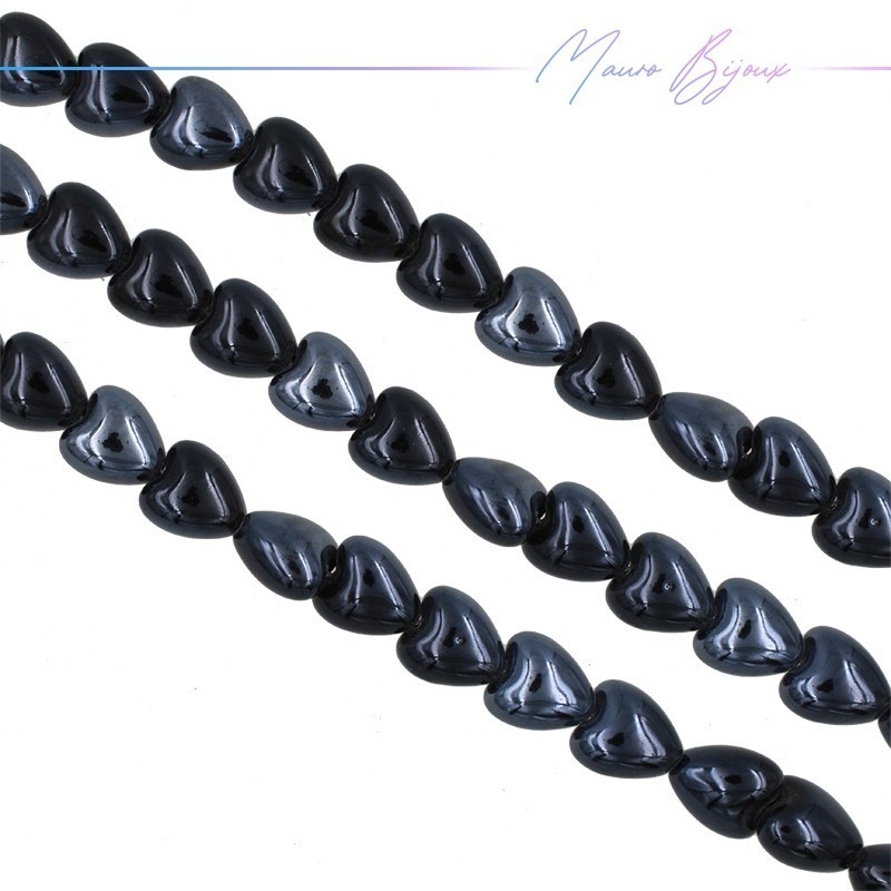 Fili di Ceramica Forma Cuore 12x13mm Colore Nero