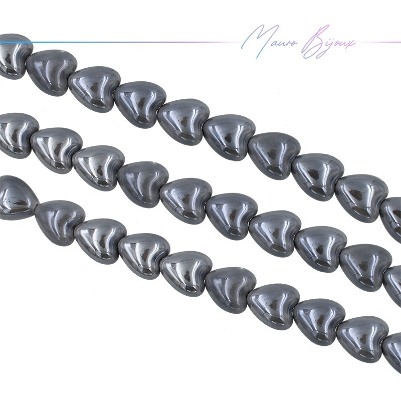 Ceramic Heart 12x13mm Grey