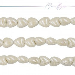 Fili di Ceramica Forma Cuore 12x13mm Colore Panna
