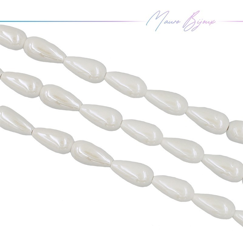 Fili di Ceramica Forma Goccia 10x20mm Colore Bianco