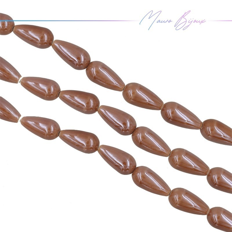 Fili di Ceramica Forma Goccia 10x20mm Colore Marrone