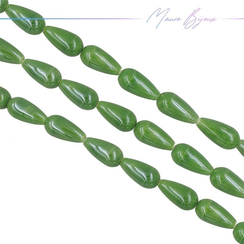 Fili di Ceramica Forma Goccia 10x20mm Colore Verde Chiaro