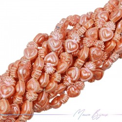 Fili di Ceramica Forma Sacro Cuore 10x16mm Colore Arancione