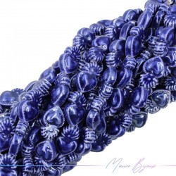Fili di Ceramica Forma Sacro Cuore 10x16mm Colore Blu