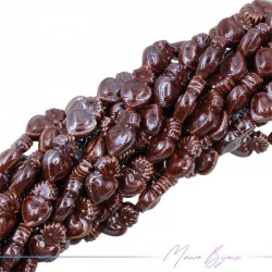 Fili di Ceramica Forma Sacro Cuore 10x16mm Colore Cioccolato