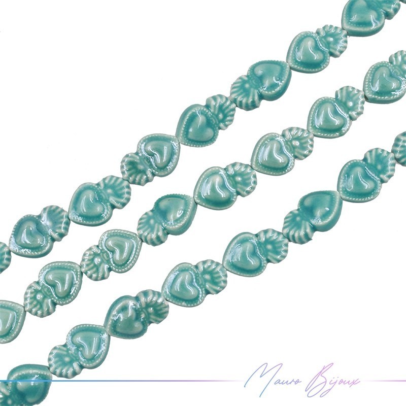 Ceramic Sacred Heart 16x24mm Turquoise