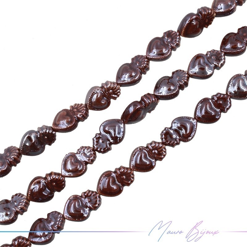 Ceramic Sacred Heart 16x24mm Dark Bordeaux