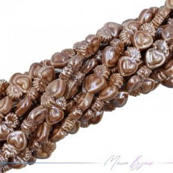 Fili di Ceramica Forma Sacro Cuore 16x24mm Colore Marrone