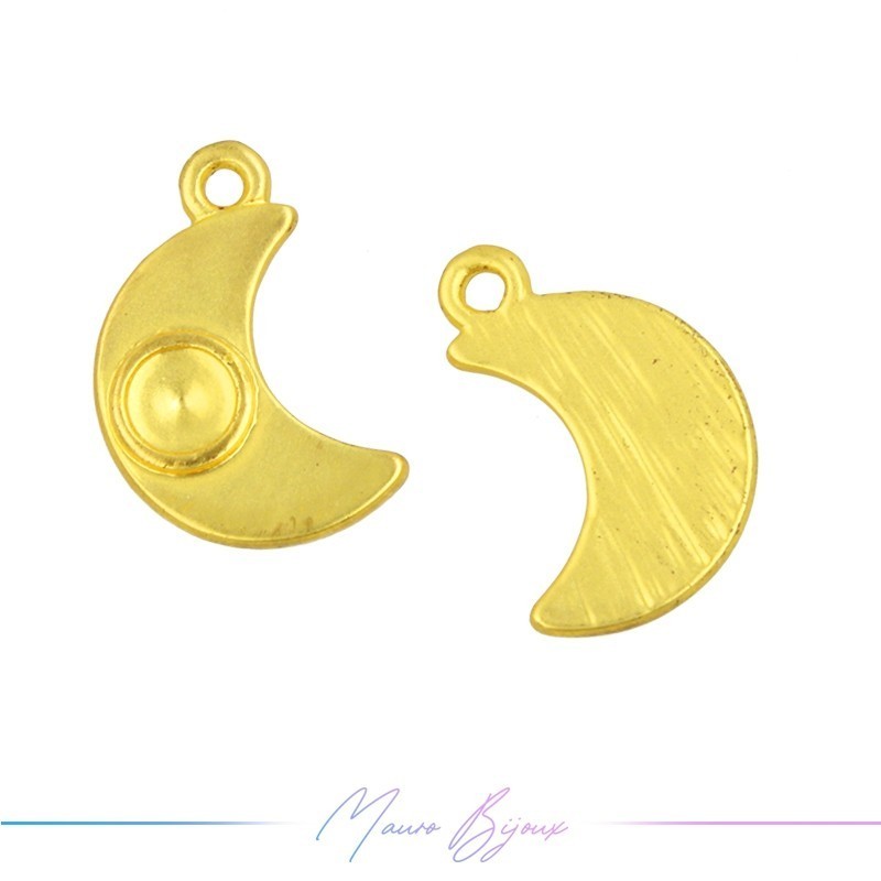 Charms Zamak Matt Gold Moon 12x18mm