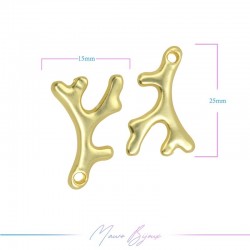 Ciondoli  in Zama Forma Ramo Corallo Oro Opaco 15x25mm