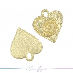 Ciondoli  in Zama Forma Cuore con Spirale Oro Opaco 17x19mm