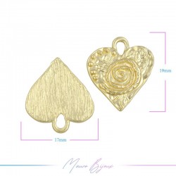 Ciondoli  in Zama Forma Cuore con Spirale Oro Opaco 17x19mm