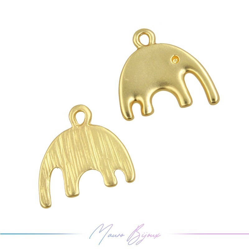 Ciondoli  in Zama Forma Elefante Oro Opaco 15x16mm