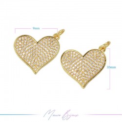 Ciondoli in Ottone con Strass Cuore 16x19mm Oro