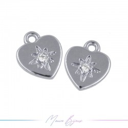 Ciondoli in Ottone Cuore con Punto Luce 9x10mm Argento
