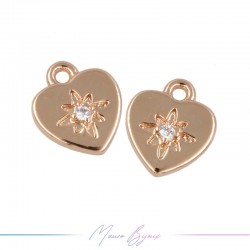 Ciondoli in Ottone Cuore con Punto Luce 9x10mm Oro Rosa