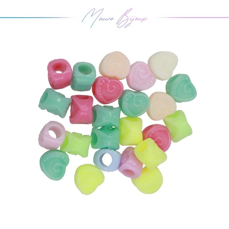 Passanti in Resina Cuori Multicolor 12x11mm