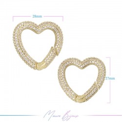 Lock in Brass with Strass Spring Heart 27mm Gold