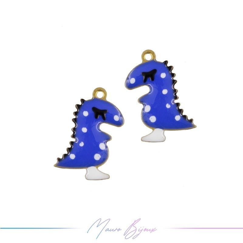 Ciondoli in Ottone Smaltati Dinosauro 9x15mm Blu