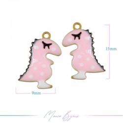 Ciondoli in Ottone Smaltati Dinosauro 9x15mm Rosa