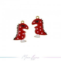 Charms in Brass Enameled Dinosaur 9x15mm Red