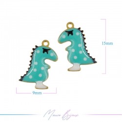 Charms in Brass Enameled Dinosaur 9x15mm Turquoise