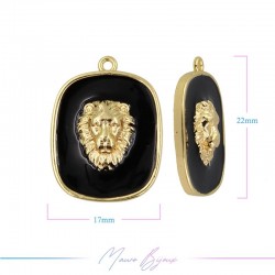 Ciondoli in Ottone Smaltati Leone 17x22mm Nero