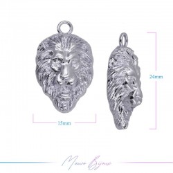 Ciondoli in Ottone Testa Leone 15x24mm Argento
