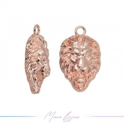 Charms in Brass Enameled Head Lion 15x24mm Rose Gold