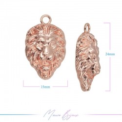 Ciondoli in Ottone Testa Leone 15x24mm Oro Rosa
