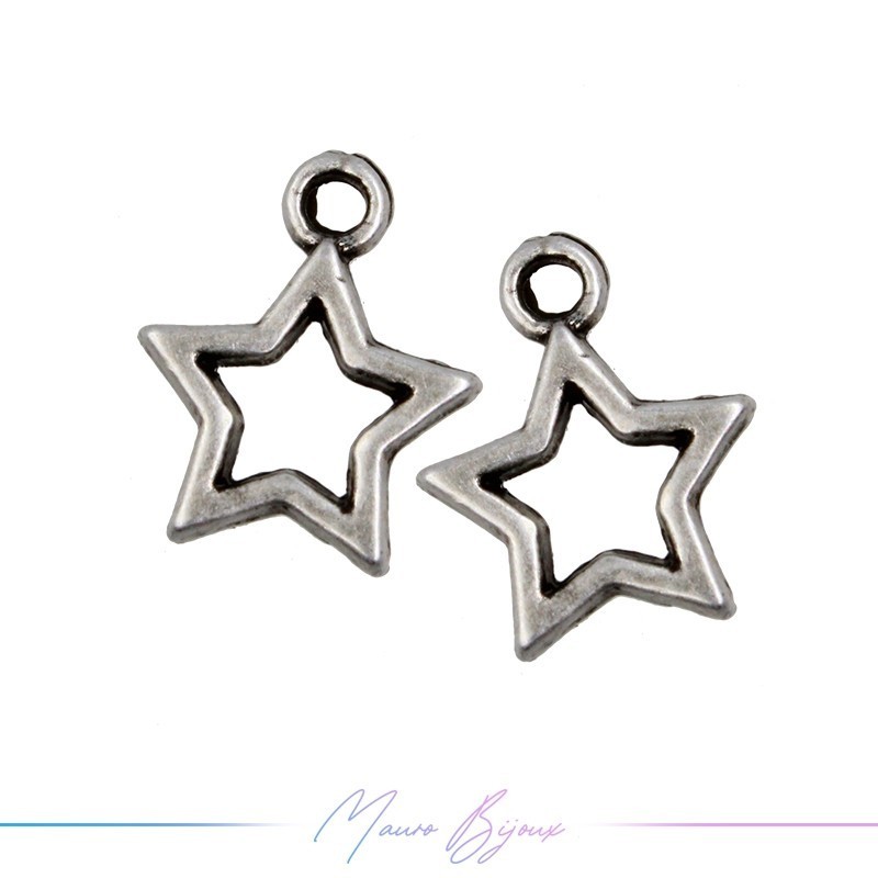 Charms Zamak Matt Silver Stars 12x15mm