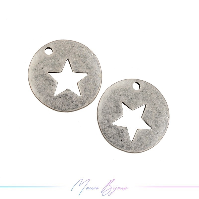 Ciondoli  in Zama Forma Tondo Stella Argento 18mm