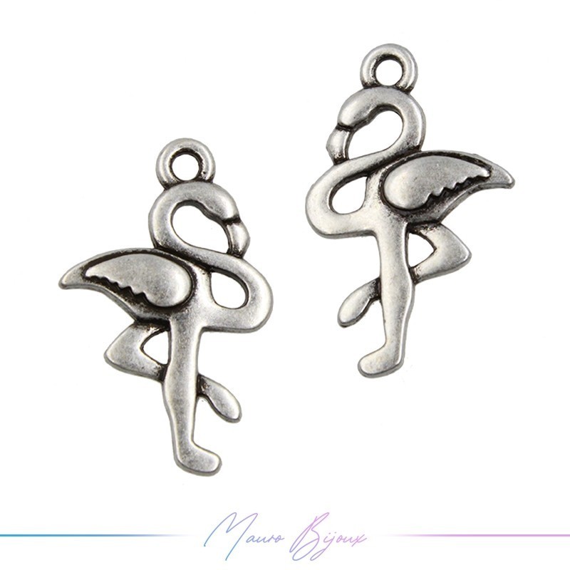 Charms Zamak Matt Silver Flamingo 16x26mm