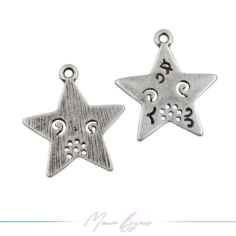 Charms Zamak Matt Silver Stars 22x25mm